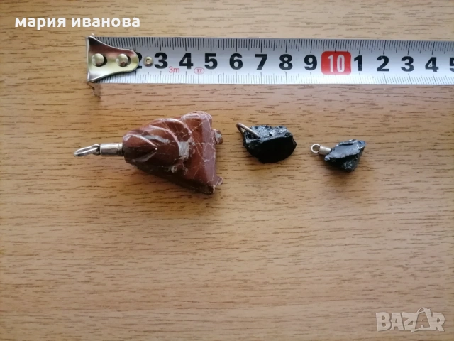 Лот висулки яспис тектити на сребърни  носачи, снимка 2 - Колиета, медальони, синджири - 53217595