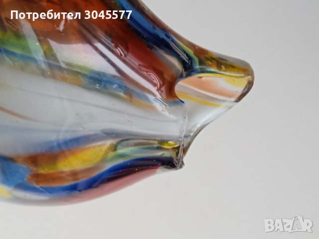 Пепелник Рибка от цветно стъкло 20,5*12,5 см, античен, снимка 8 - Колекции - 44240153