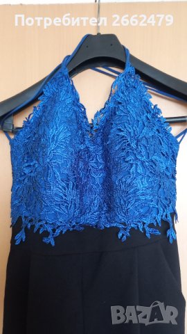 Продавам за празничната вечер   тоалет в синьо и черно.Р-р   42