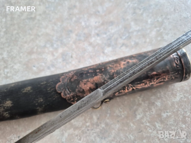 Османски Ятаган от AH1278-AD1862 с кания каракулак нож кама кинжал сабя , снимка 11 - Антикварни и старинни предмети - 51746243