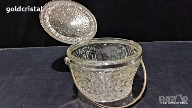 стара руска захарница с метален капак, снимка 2 - Антикварни и старинни предмети - 53932904