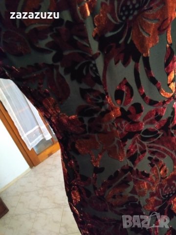 ЕСТЕСТВЕНА КОПРИНА - официална дълга рокля, коприна и кадифе в черно и бордо, снимка 5 - Рокли - 30755794