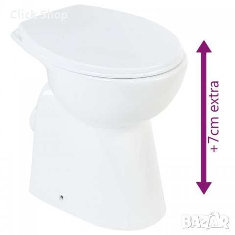 Висока тоалетна без ръб плавно затваряне +7 см керамика бяла, снимка 9 - Други стоки за дома - 38387211