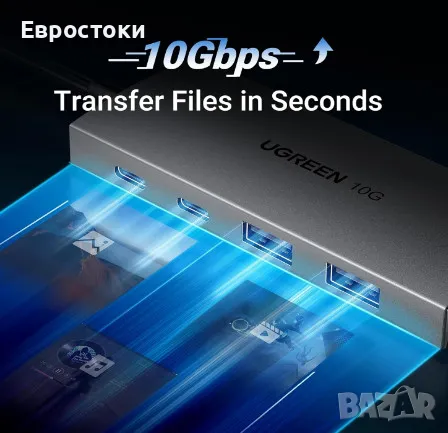 UGREEN USB C хъб 10Gbps, 4 порта, USB 3.2, 2 х USB-C 3.2 и 2 х USB-A 3.2, удължител на USB порт. USB, снимка 6 - Кабели и адаптери - 49351548