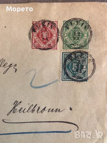 Рядък пътувал плик от Германия(Вюртенберг)-1892год.-3, снимка 2 - Филателия - 48834390