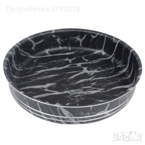  КРЪГЛА ТАВА EK-30 - 30 СМ ЧЕРНО БЯЛ МРАМОР, снимка 1