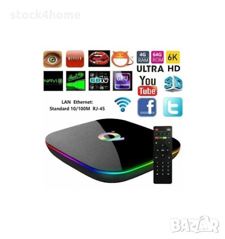 Андроид Смарт ТВ Бокс Q Plus с 6K резолюция, снимка 1 - Плейъри, домашно кино, прожектори - 31250014