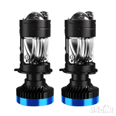 LED крушки H4 70W 6000K с лупи комплект 2 броя, снимка 2 - Аксесоари и консумативи - 55864597