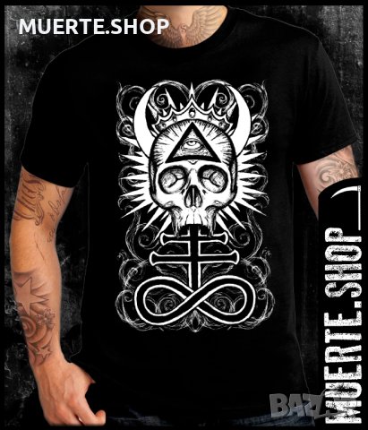 Черна тениска с щампа LEVIATHAN SKULL, снимка 1