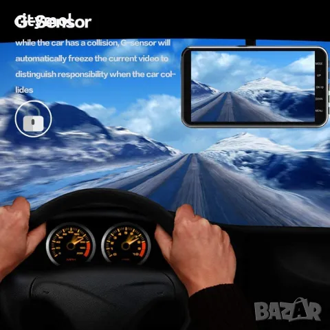 Apexcam Dash Cam 1080P Full HD 4" IPS предна и задна камера, 170°, G-сензор, WDR, снимка 2 - Аксесоари и консумативи - 49318500