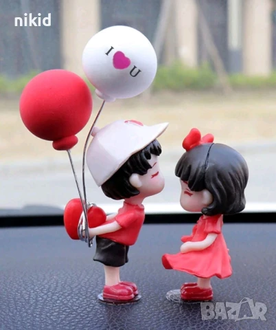 Деца момиче момче в червено със сърце балони pvc акрил пластмасови фигурки украса декор торта макети, снимка 4 - Фигурки - 51424658