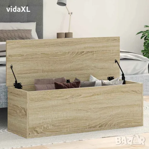 vidaXL Кутия за съхранение дъб сонома 102x35x35 см инженерно дърво, снимка 2 - Скринове - 56148203