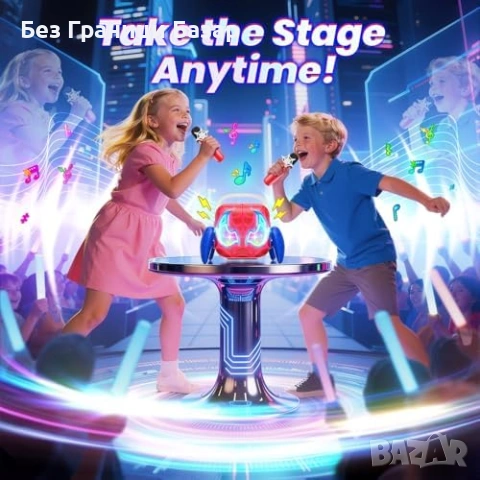 Нова играчка Детско караоке с 2 микрофона LED светлини Bluetooth идеален подарък дете, снимка 5 - Музикални играчки - 54092219