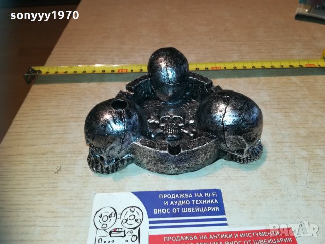 сребърен пепелник с три черепа 2810201245, снимка 6 - Колекции - 30585126