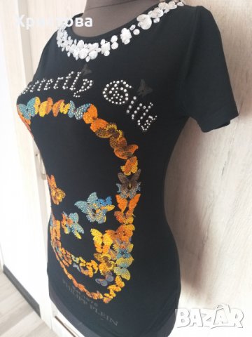 Ефектна тениска с камъни - 20,00лв., снимка 5 - Тениски - 30554403
