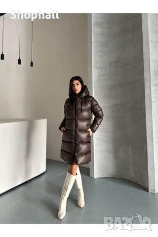 Дебело дълго яке с качулка. Размер 38. Цветове черно и кафяво., снимка 6 - Якета - 53151976