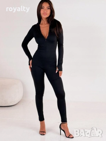 Дамски черен оформящ секси гащеризон, снимка 3 - Гащеризони - 52185530