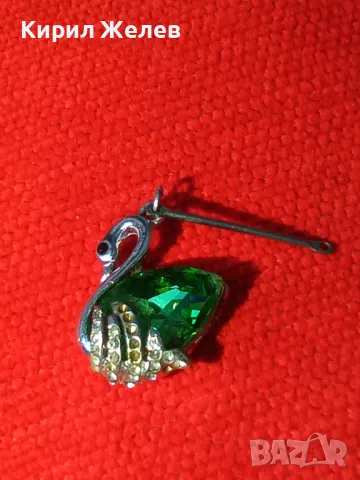 КРИСТАЛЕН ПОСРЕБРЕН ЛЕБЕД - СВАРОВСКИ КРАСИВ ФИГУРАЛЕН МОДЕН АРТ МЕДАЛЬОН ВИСУЛКА БИЖУ 27096, снимка 8 - Колиета, медальони, синджири - 35679597