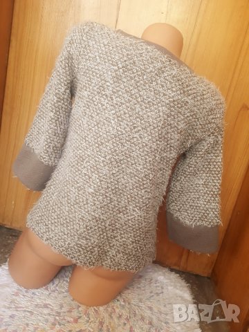 Кафява рошава къса блуза плетиво с 3/4 ръкав М , снимка 3 - Блузи с дълъг ръкав и пуловери - 34252813