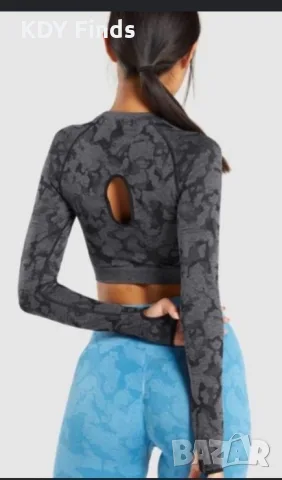 Gymshark Camo късо горно м/л, снимка 2 - Спортни екипи - 56288496