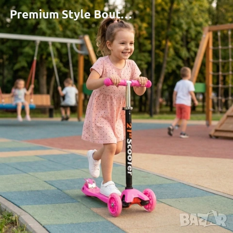 Детска сгъваема тротинетка 21st Scooter със светещи силиконови колела, розова, снимка 2 - Други - 53943068