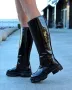 Равни ботуши - черен лак - BMK10, снимка 2