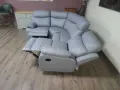 Сив кожен ъглов диван с релаксиращ механизъм от изкуствена кожа, снимка 12