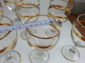 Ретро стъклени кристални чаши с златен кант , снимка 4