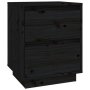 vidaXL Нощно шкафче, черно, 40x35x50 см, борово дърво масив（SKU:813323
