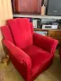 Червен фотьойл с текстилна тапицерия, снимка 1