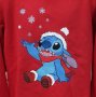 Нова коледна детска ватирана блуза с дълъг ръкав Стич (Stitch) в червен цвят, снимка 3