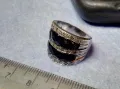 СТАР ШИКОЗЕН СТИЛЕН СРЕБЪРЕН ПРЪСТЕН СРЕБРО 925 с ФАСЕТИРАН ОБСИДИАН и ИСКРЯЩИ ЦИРКОНИ 49309, снимка 11