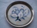 Стар  КРЪГЪЛ поднос порцелан метал, снимка 2