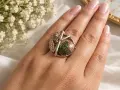 Нов сребърен пръстен с унакит, снимка 2