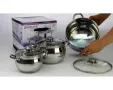 Комплект тенджери, 20/22/24см. 3.9/5.1/6.6л., Неръждаема стомана, снимка 3