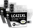 LC421XL Касети с мастило за Brother LC421 XL LC421XL LC421VAL LC421XLVAL - 3 черни, снимка 1