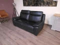 Черен кожен диван тройка с електрически релаксиращ механизъм, снимка 3