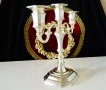 Посребрен свещник тройка,троен свещник от мед. , снимка 4