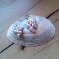 Сребърни обеци с естествени перли, снимка 2 - Обеци - 42301384