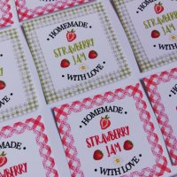 Етикети за домашно сладко Homemade with love Strawberry jam - 12 бр /к-кт , снимка 4 - Други - 40629059