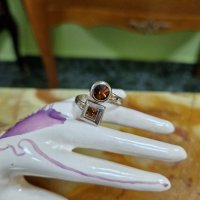 Прекрасен изключително красив антикварен сребърен дамски пръстен с гранати , снимка 6 - Пръстени - 44508160