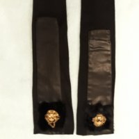 Ръкавици - тип Ръкавели- комбинация от кожа,плат,пух и бижута, снимка 4 - Ръкавици - 37450498