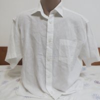 Мъжка риза с къс ръкав от лен Vannucci , снимка 1 - Ризи - 25382916
