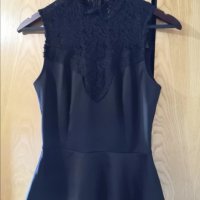  Нова черна официална блуза с дантела S, снимка 2 - Корсети, бюстиета, топове - 29324976