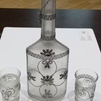 Сребърен(875) комплект СССР бутилка с две чаши-чаша за ликьор, снимка 7 - Други - 31353172