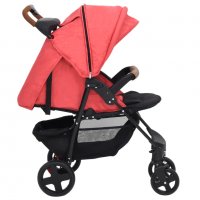 Бебешка количка 3-в-1, червена, стомана, снимка 8 - Детски колички - 37692055