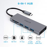 ПРОМО! 6 в 1 USB C Hub - хъб 3 х USB 3.0 + 4K HDMI + четец на карти, снимка 6 - Друга електроника - 31101398