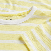Нова жълта тениска на райе на Reserved за 13-14 год ръст 164см, снимка 2 - Детски тениски и потници - 44701975