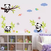 3 панди панда детски самозалепващ стикер лепенка за стена мебел детска стая, снимка 2 - Други - 30831758