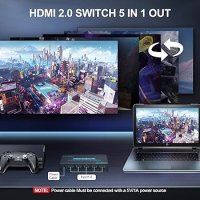 4K @60Hz 5x1 HDMI селекторен превключвател 5 порта HDR IR дистанционно, снимка 5 - Друга електроника - 42656391